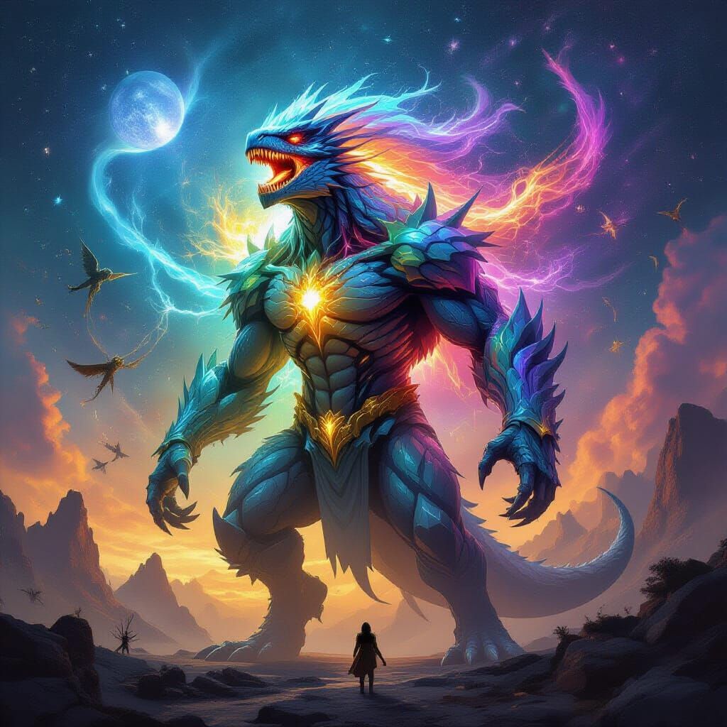 Infinity Colossus: Cosmic Fusion of Lifeforms as Digital Art