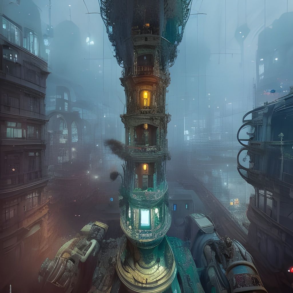 Majestic Steampunk Victorian Skyscraper in Hyperdetailed Sty...