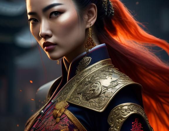 Dynamic Wushu Warrior in Ancient Temple: Splash Art