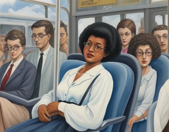 Claudette Colvin on a Bus, Surrealist Watercolour Sketch