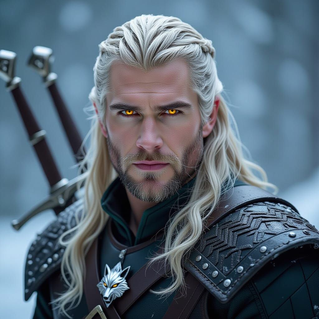 Geralt of Rivia: Monster Hunter with Wolf Medallion