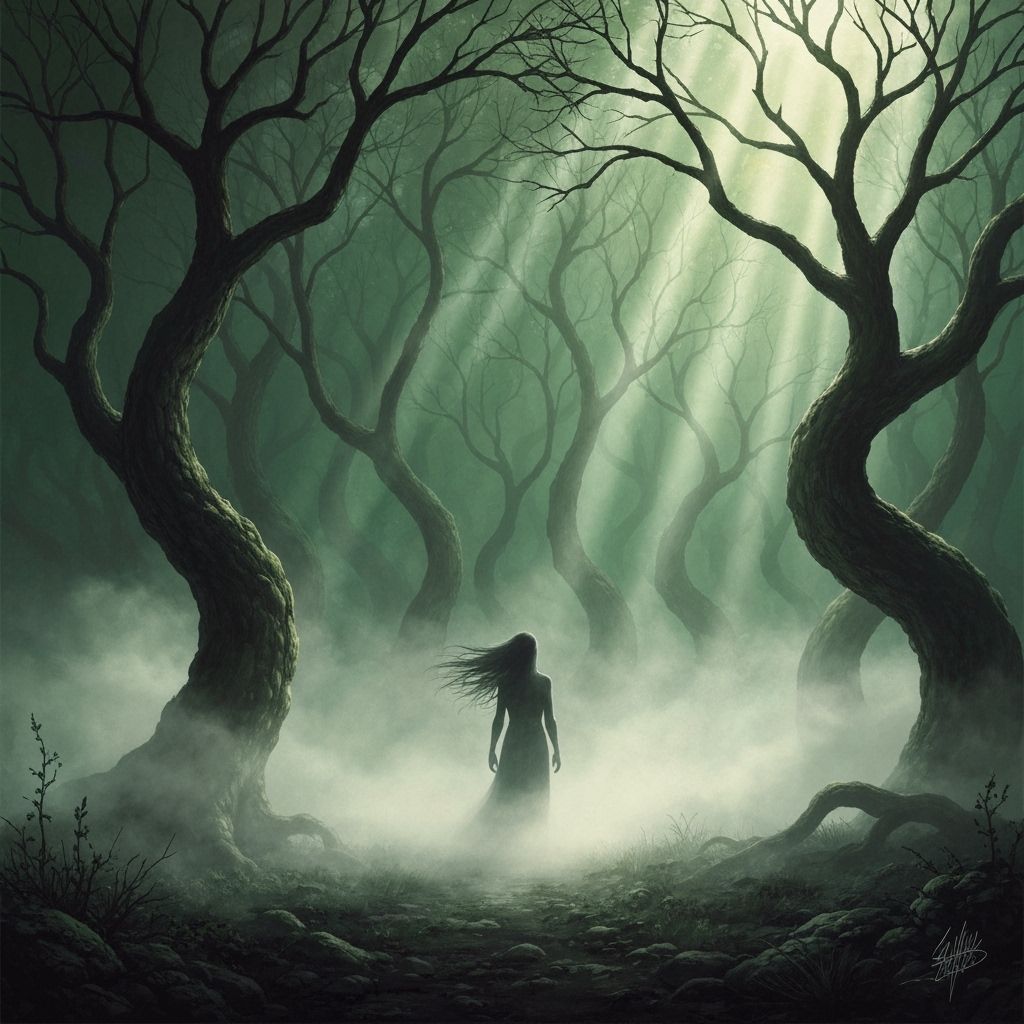 Eerie Forest Figure in Vintage Fantasy Style