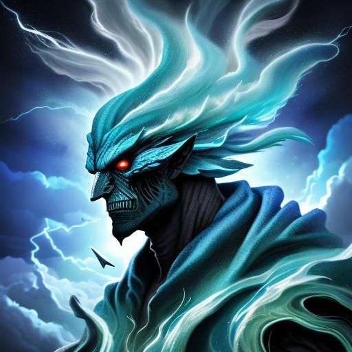 Air Elemental Thunderstorm Creature in Airbrush Art