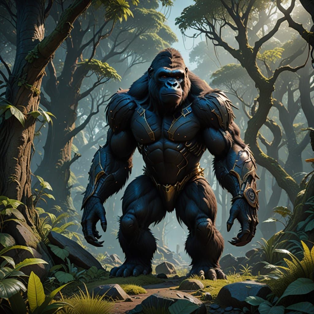 Hybrid Gorilla-Spider Centaur in Fantastical Environment