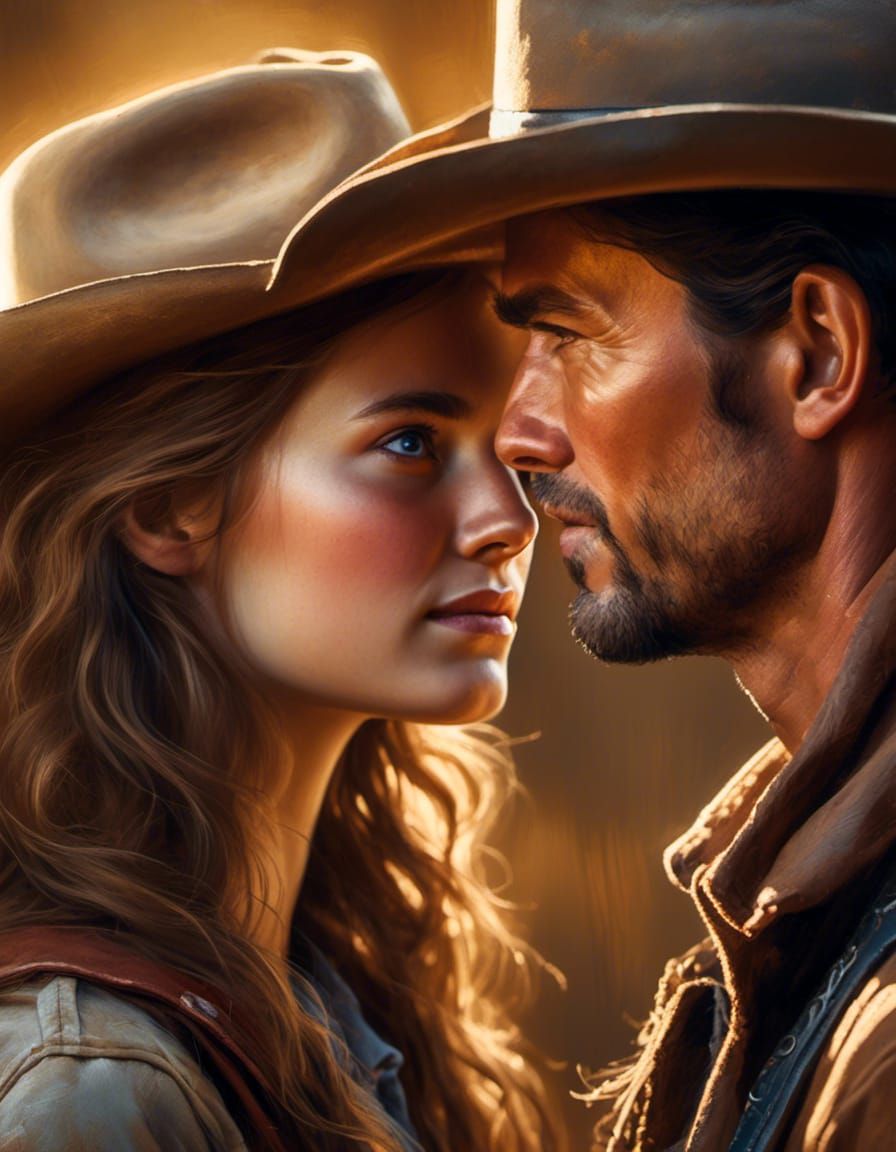 Romantic Western Oil Painting Portrait of Lovers