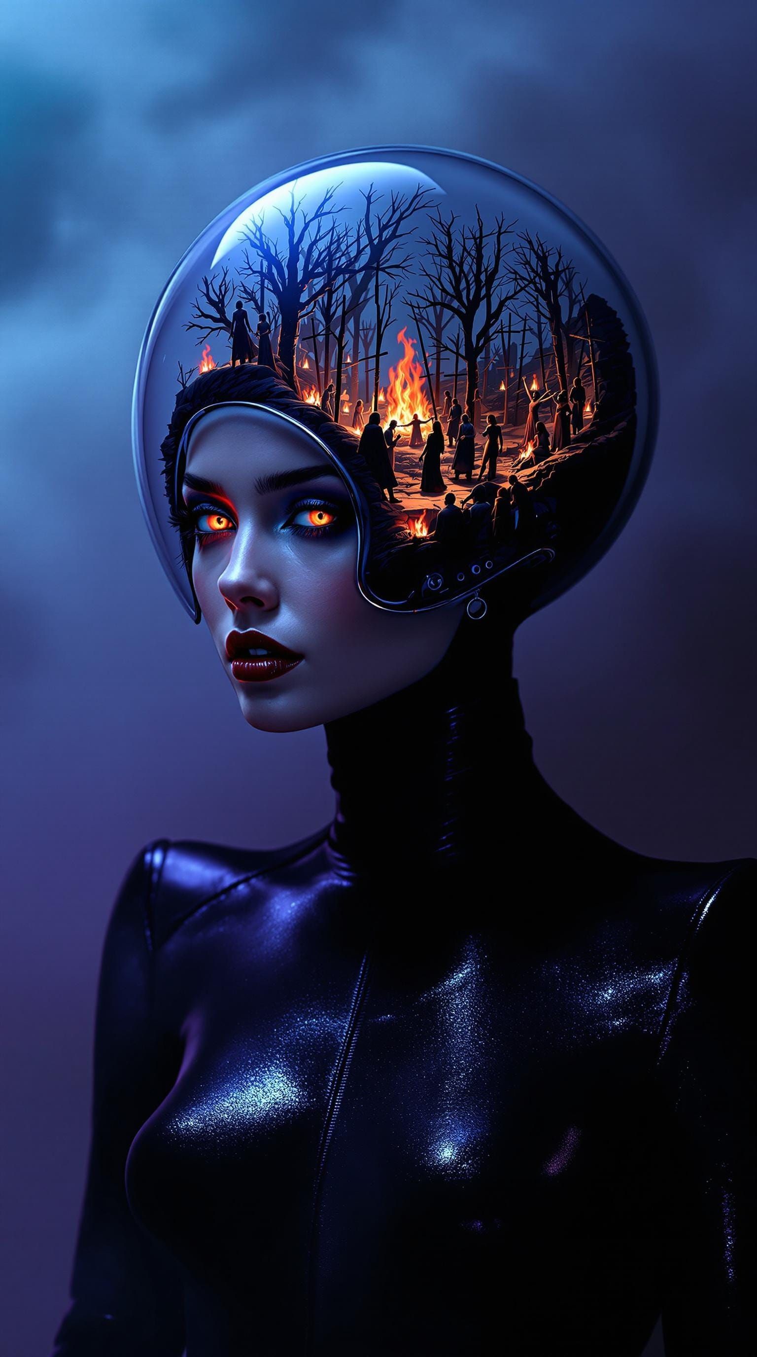 Cyberpunk Goddess in Atomic Age Elegance