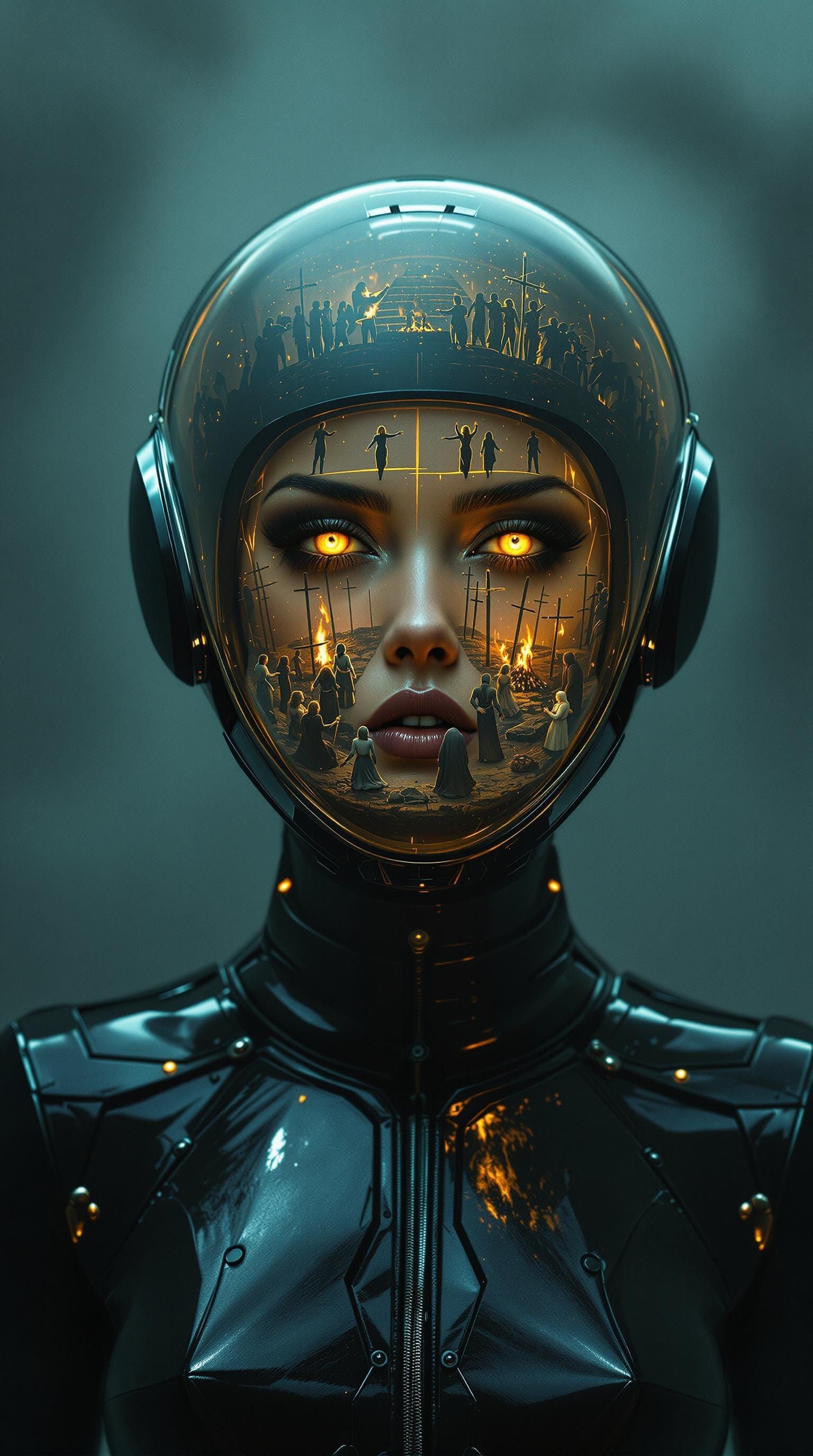 Retro-Futuristic Witch Hunt in Metallic Jumpsuit