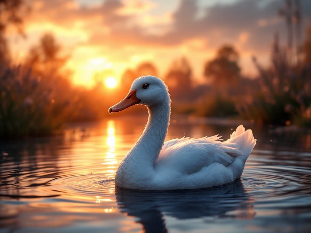 Surreal Duck Reveals Morning Pond in Hyperrealistic Style