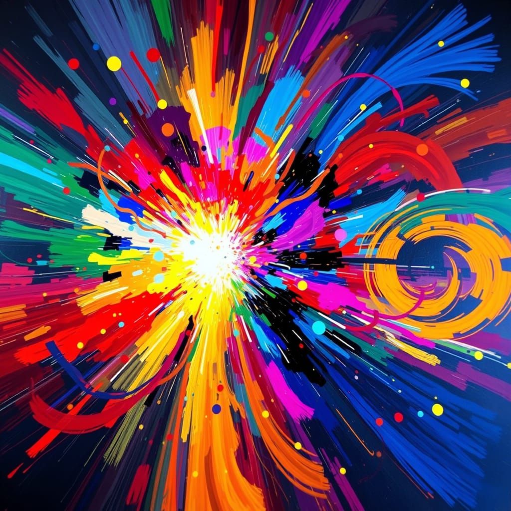 Vibrant Cosmic Explosion in Abstract Expressionist Style