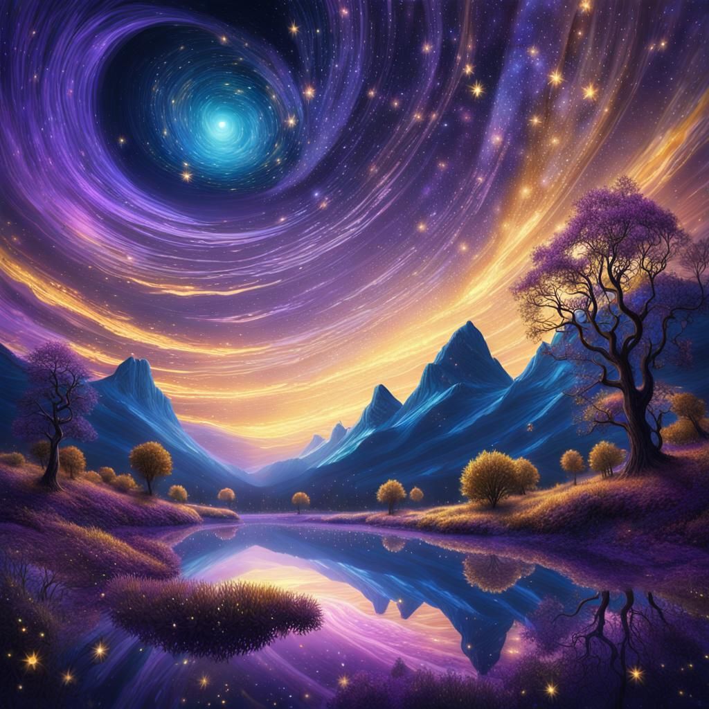 Dreamlike Visions Floating Under Starry Skies