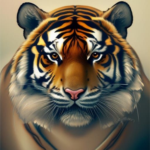 Detailed Tiger Portrait in Hyperrealistic Digital Art