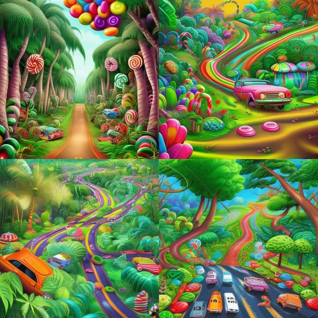 Jungle Road in Candyland Art Style