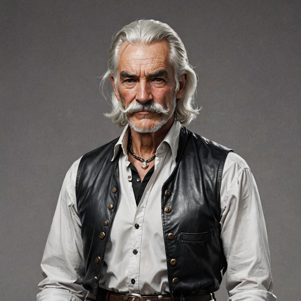 Realistic Portrait of a Manly Old Man with Gloves