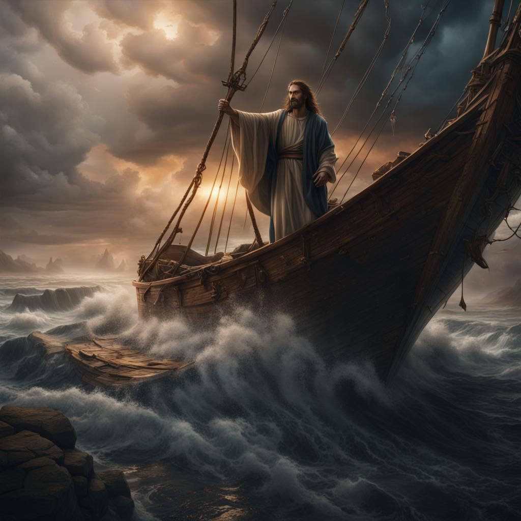 Jesus Quiets the Storm: Detailed Matte Painting
