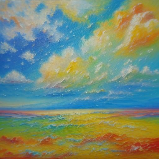 God on Clouds in Expressionist Oil Painting Style