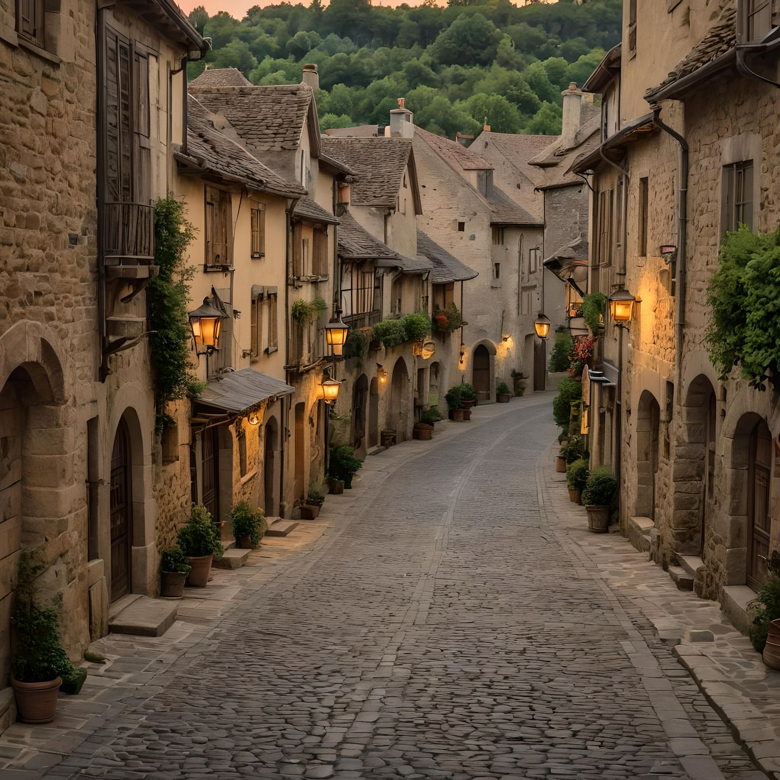 Charming Medieval French Village at Magic Hour