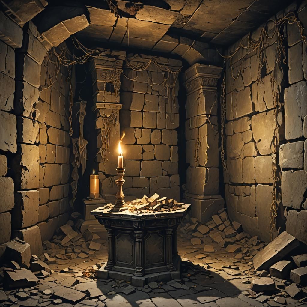 Brigand's Loot in Ancient Catacomb, Matte Painting