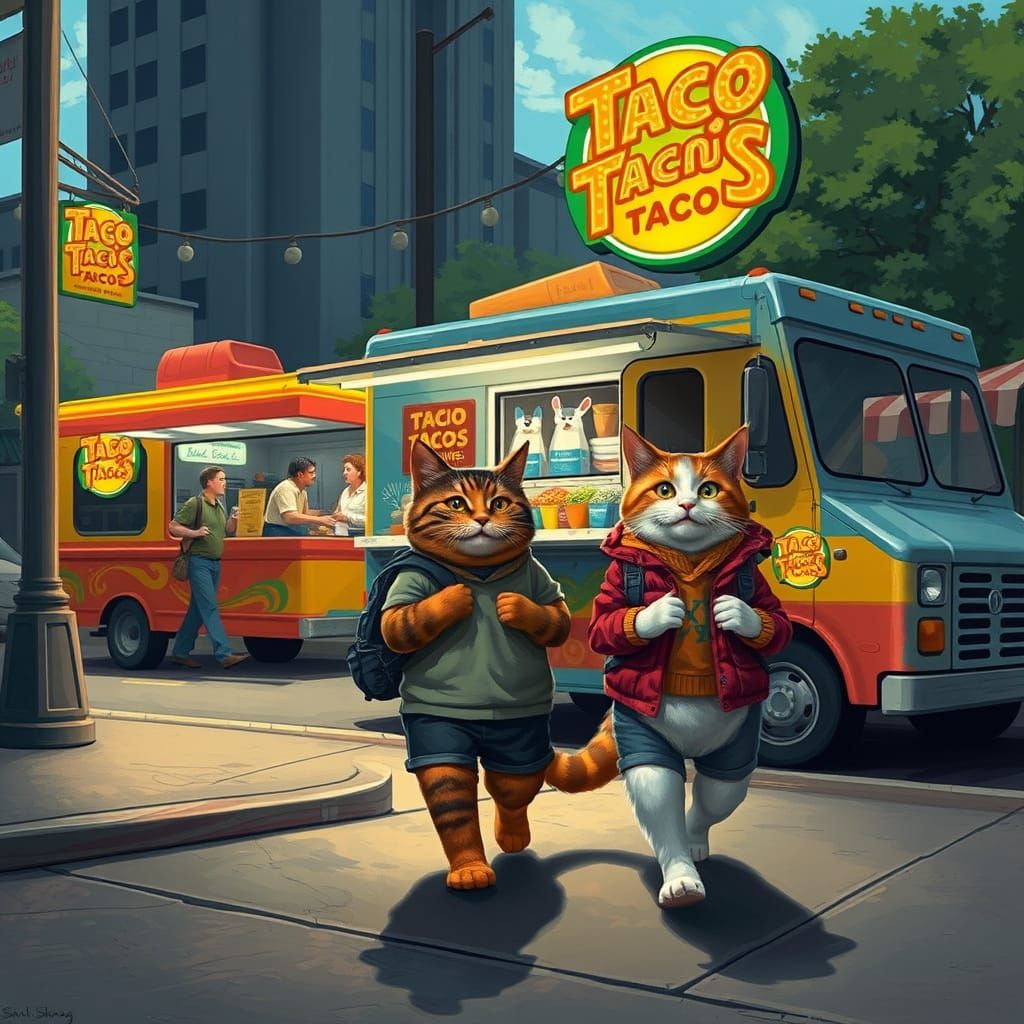 Humanoid Cats and Catnip Tacos: Digital Painting