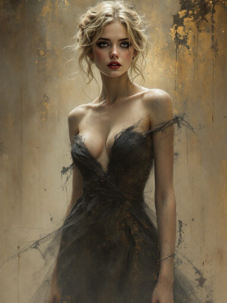 Vintage Pin-Up Woman in Turner-Kiefer Gothic Style