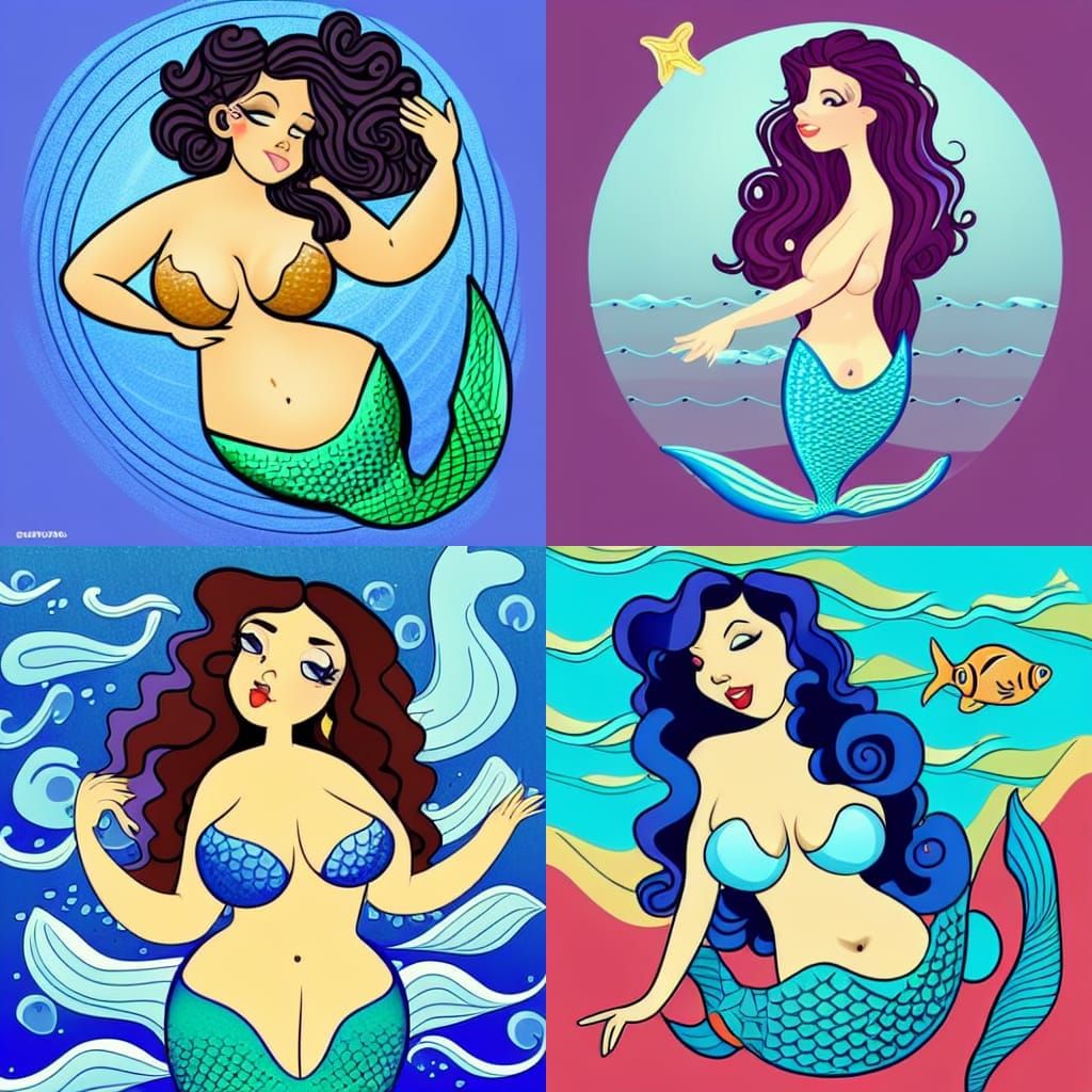 Voluptuous Mermaid in Cute 2D Animation