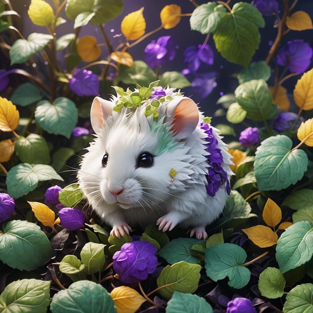 Cute Plush Hamster in Dark Fantasy Art Nouveau Style