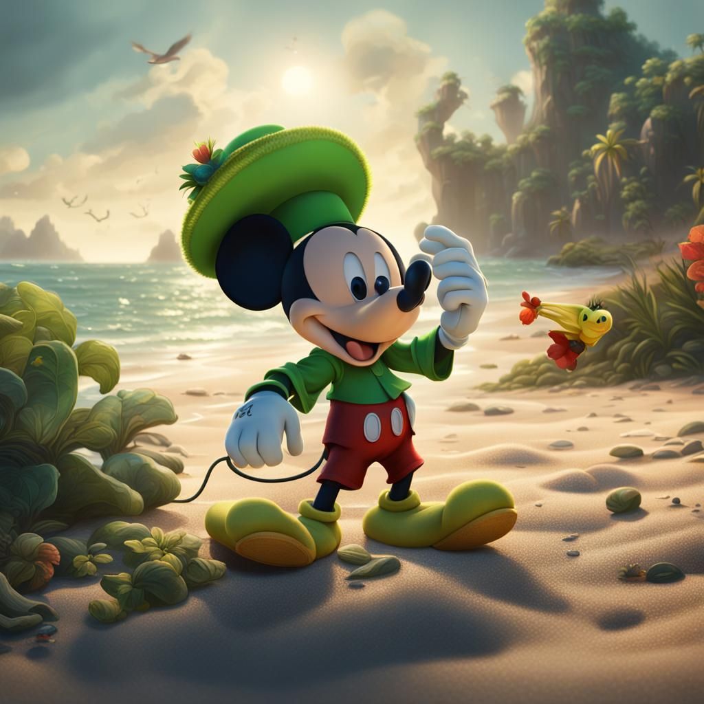 Mickey Mouse's Beach Day: Detailed Fantasy Art