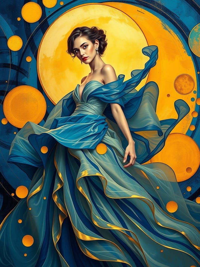 Ethereal Beauty in Abstract Art Nouveau Elegance