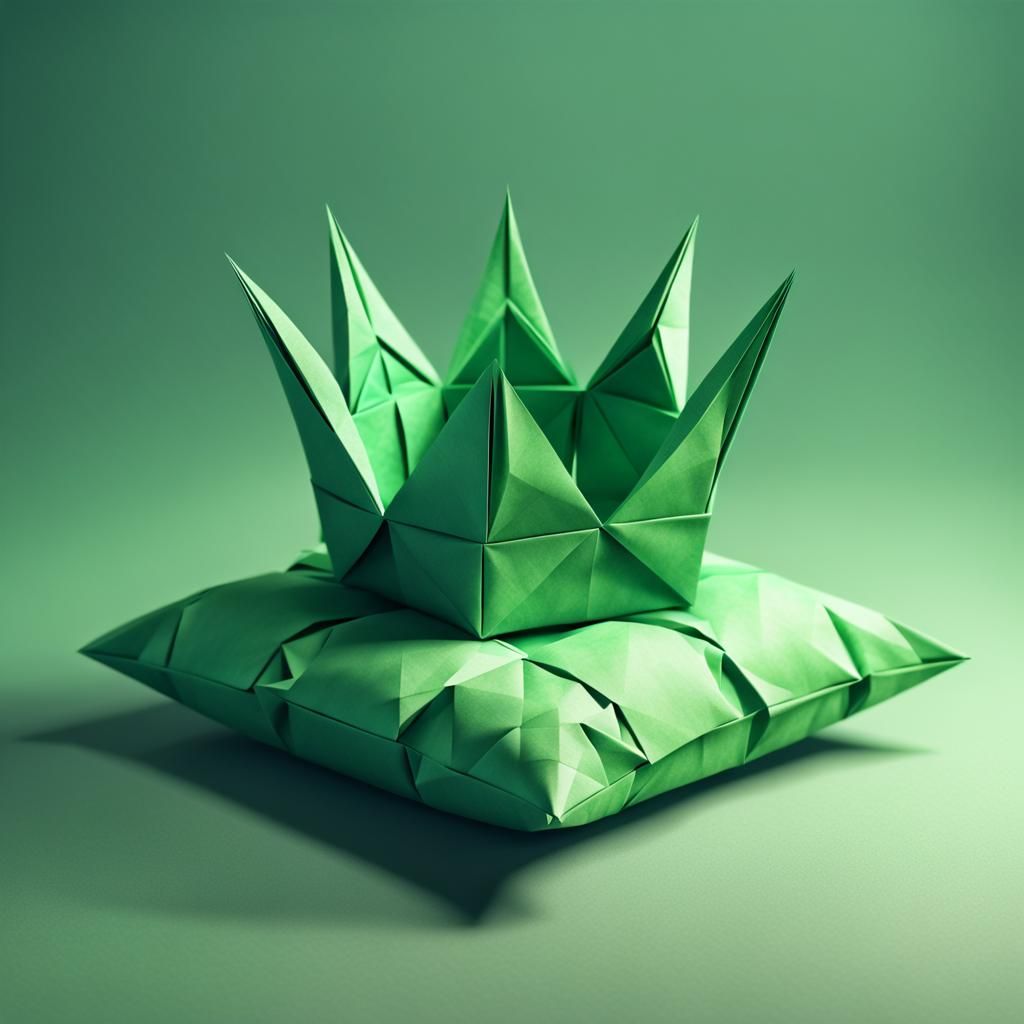 Origami Crown on Pillow in Simplistic Style
