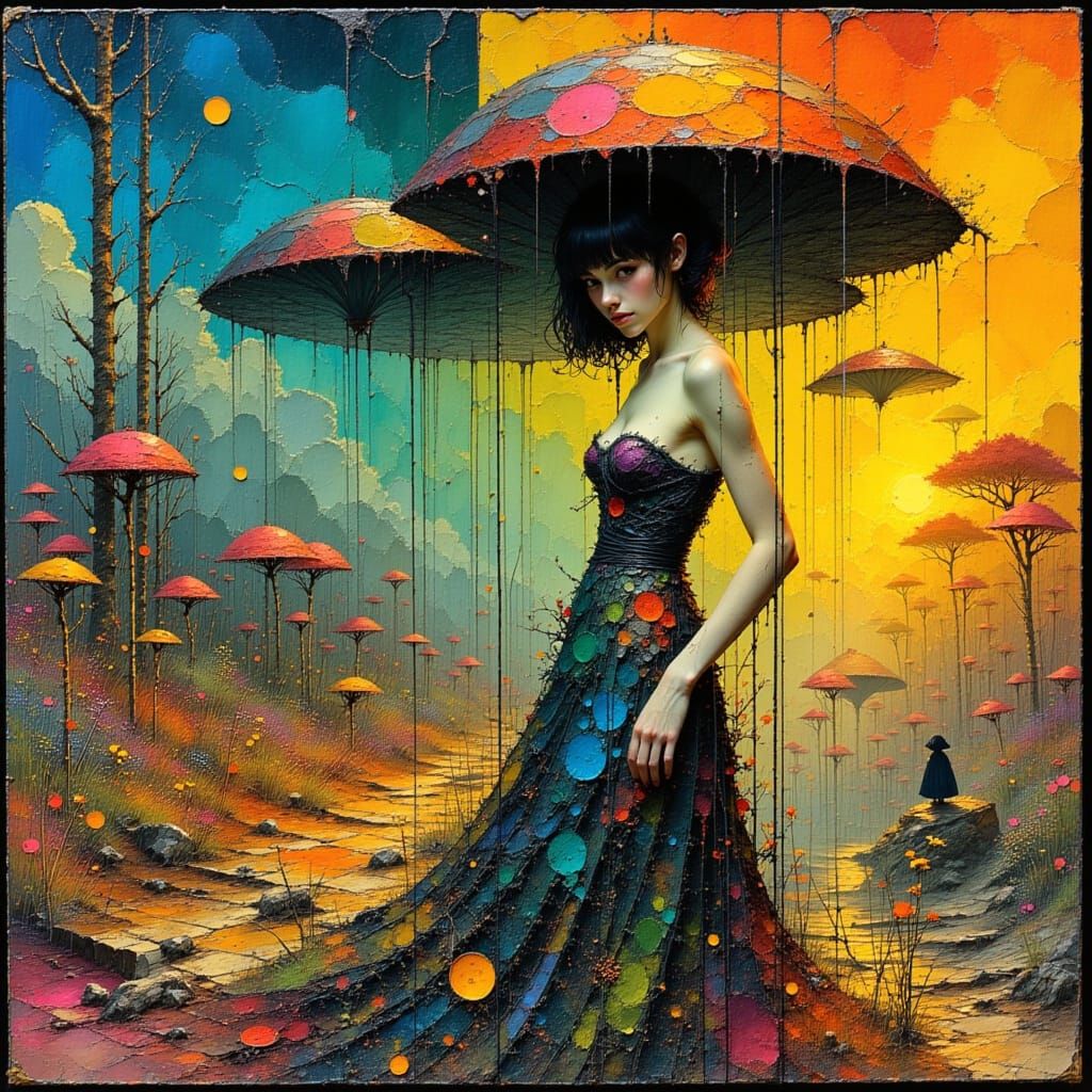 Dreamlike Woman in a Surreal Hyperrealistic Landscape