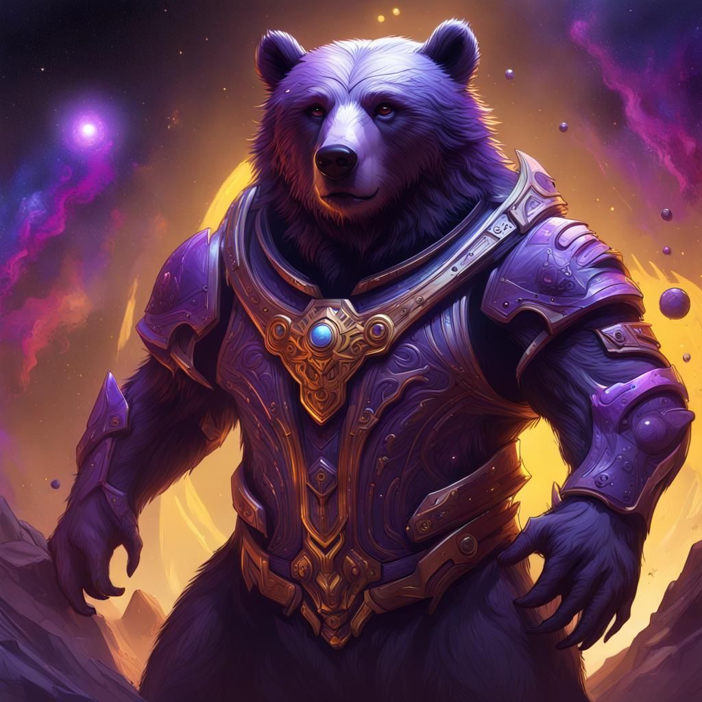 Galactic Warrior Man Bear: Dark Fantasy Concept Art