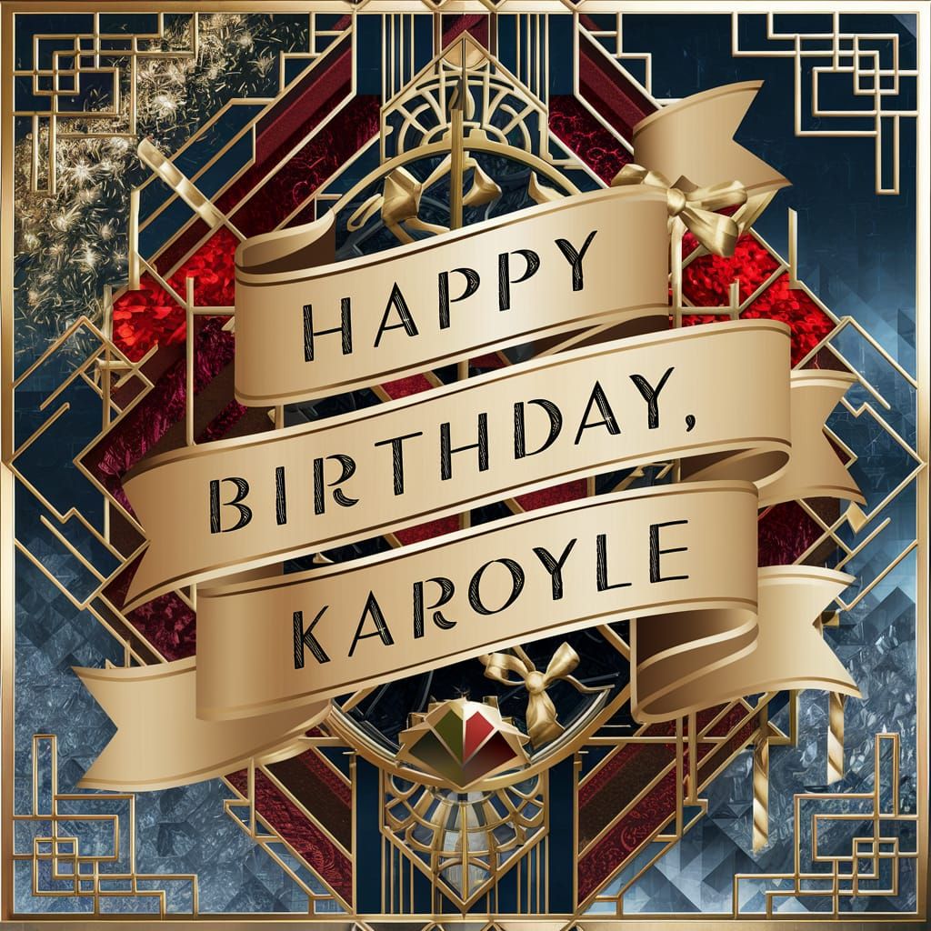 Art Deco Birthday Banner with Geometric Patterns