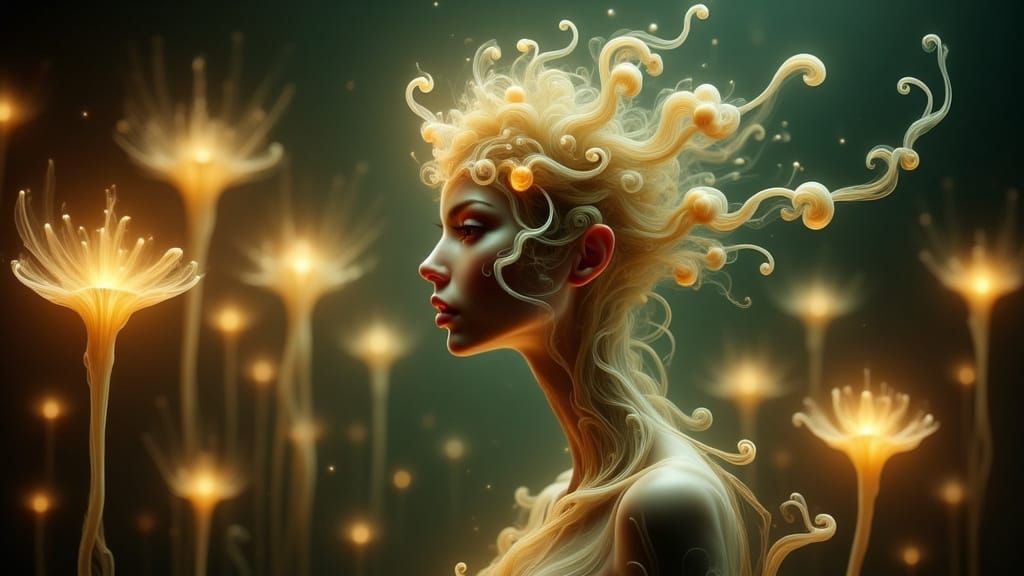 Alien Creature in Bioluminescent Forest