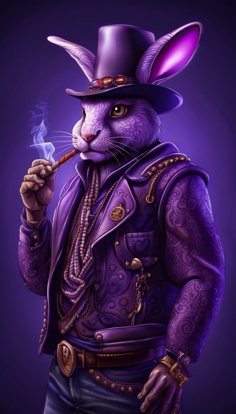 Electric Purple Rabbit Outlaw in 3D Shading
