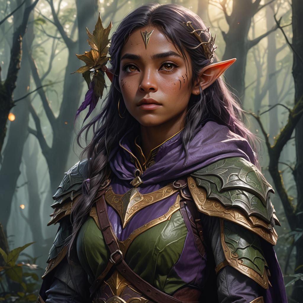Elf Ranger in Misty Forest: Dark Fantasy Art
