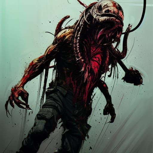 Terrifying Predator in Speedpaint Horror Style