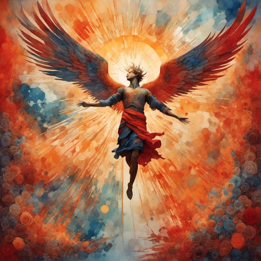 Icarus's Descent: An Expressionist Painting