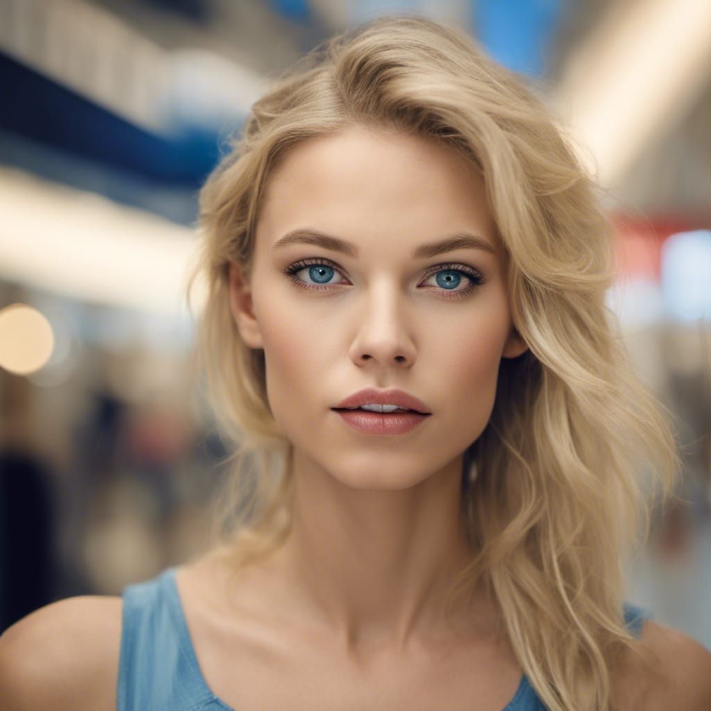 Stunning Portrait of a Young Woman with Blue Eyes