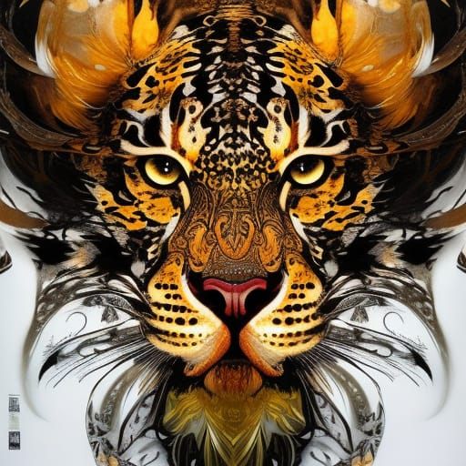 Terrifying Ghost Tiger in Liquid Gouache Illustration