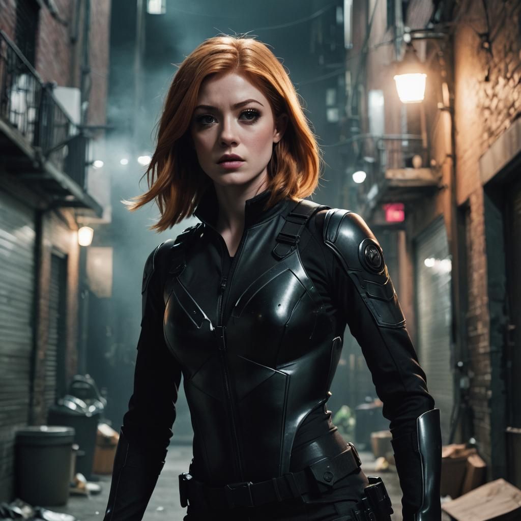 Heroic Kim Possible in Dark Alleyway, Cinematic Style