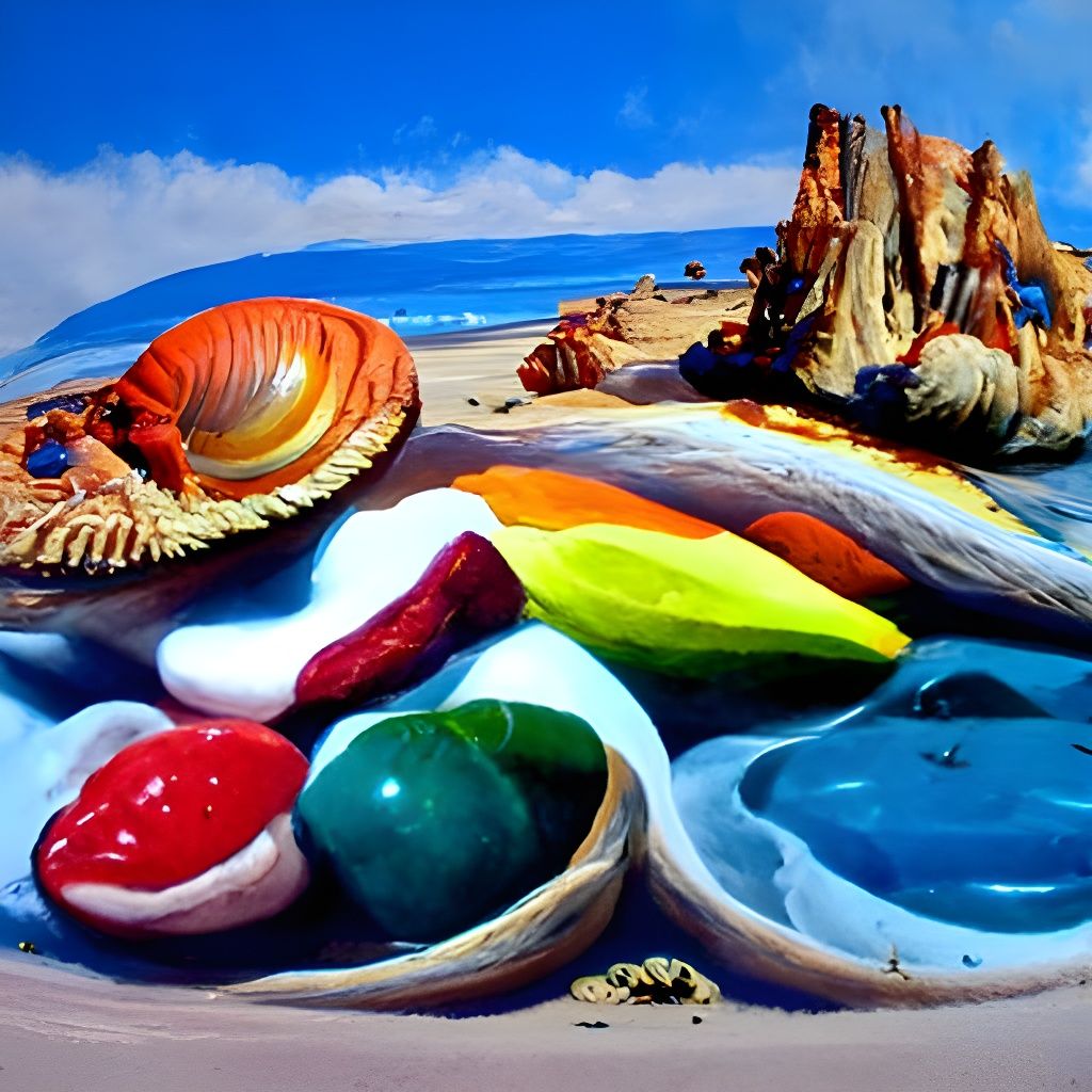 Colorful Beach Scene in Oil Painting Style