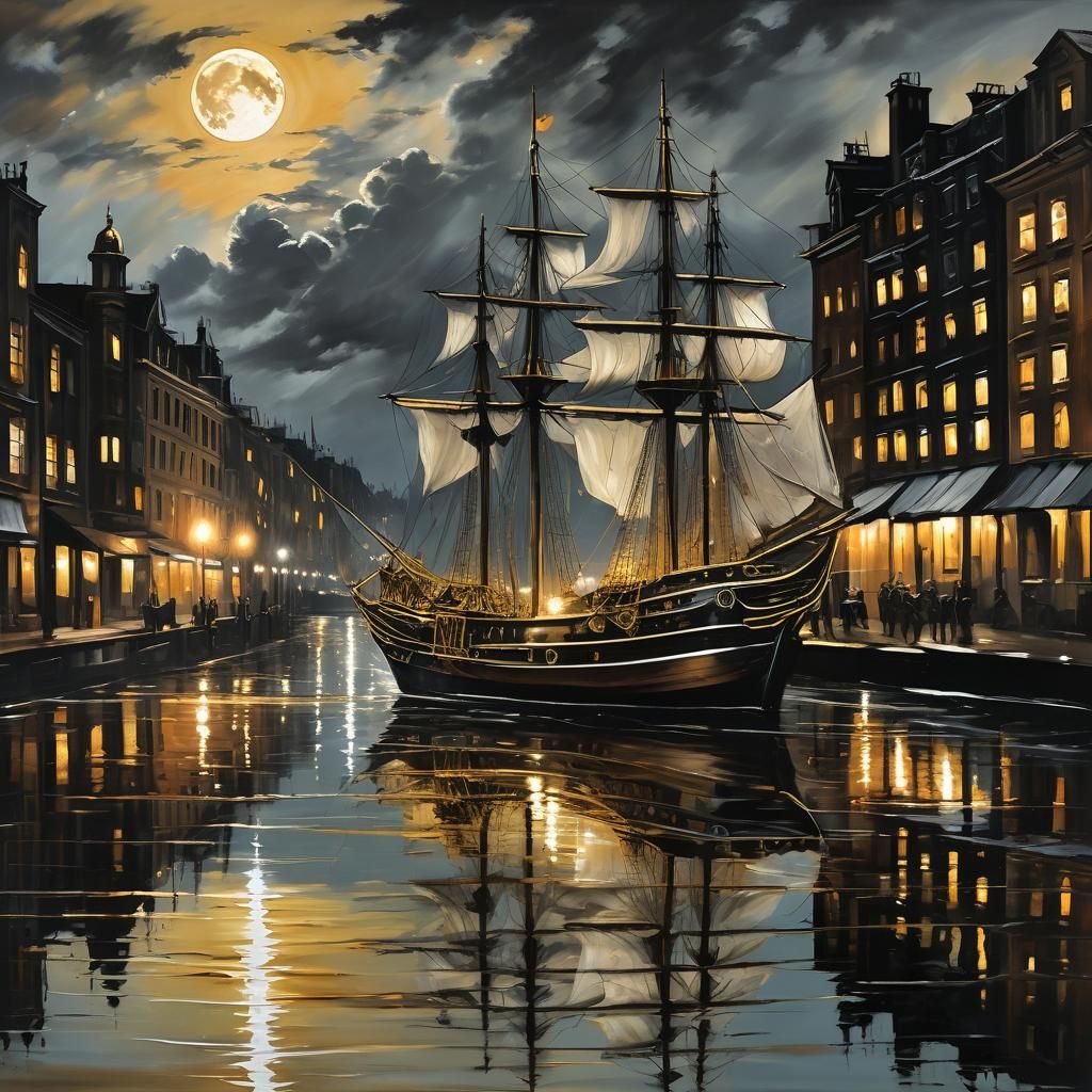 painting, dark brown silver and gold with molten metal Saili...