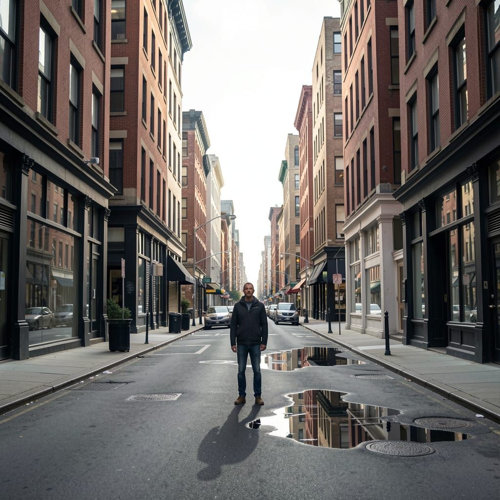 Unsettling Urban Street Where Reality Glitches