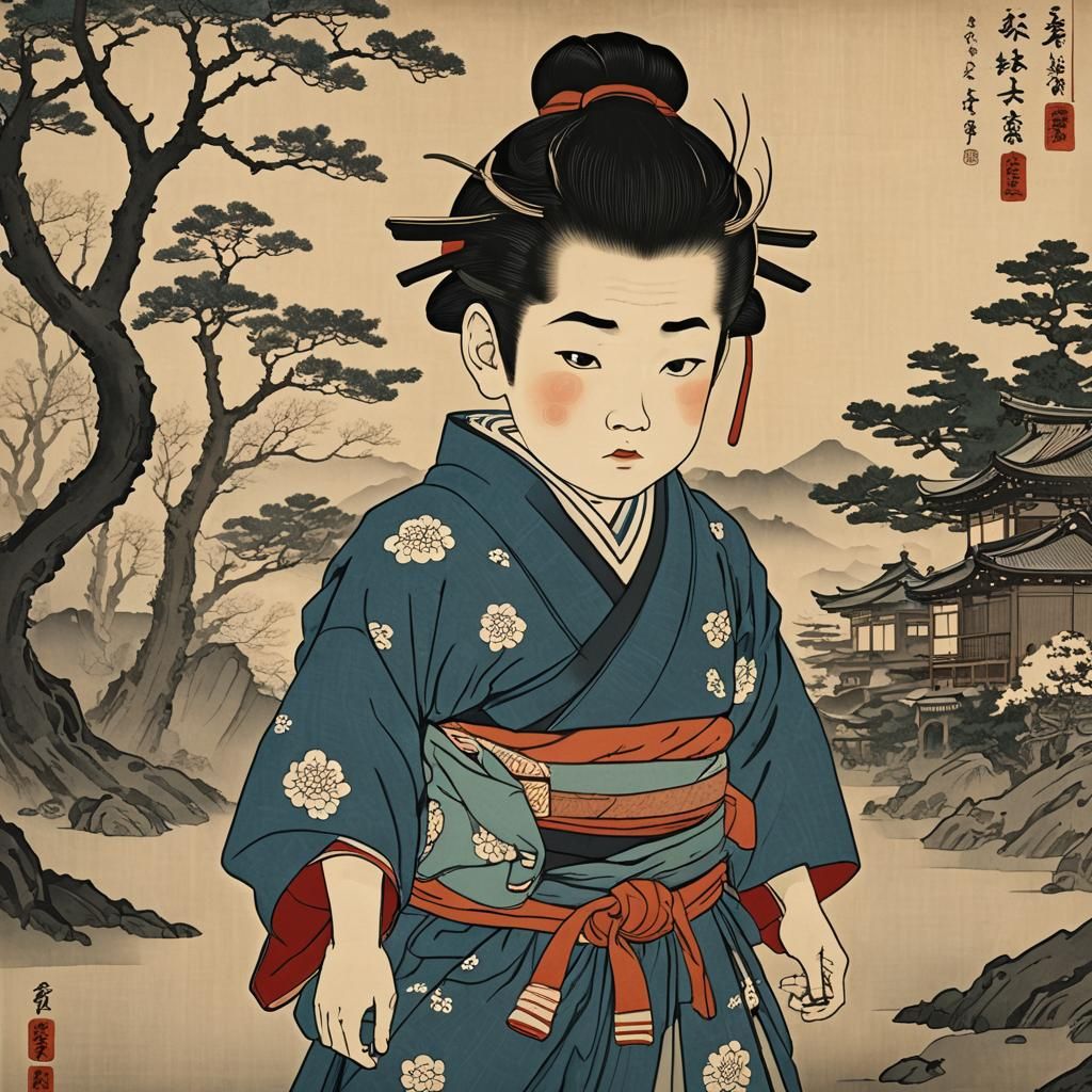 Little Boy in Ukiyo-e Style