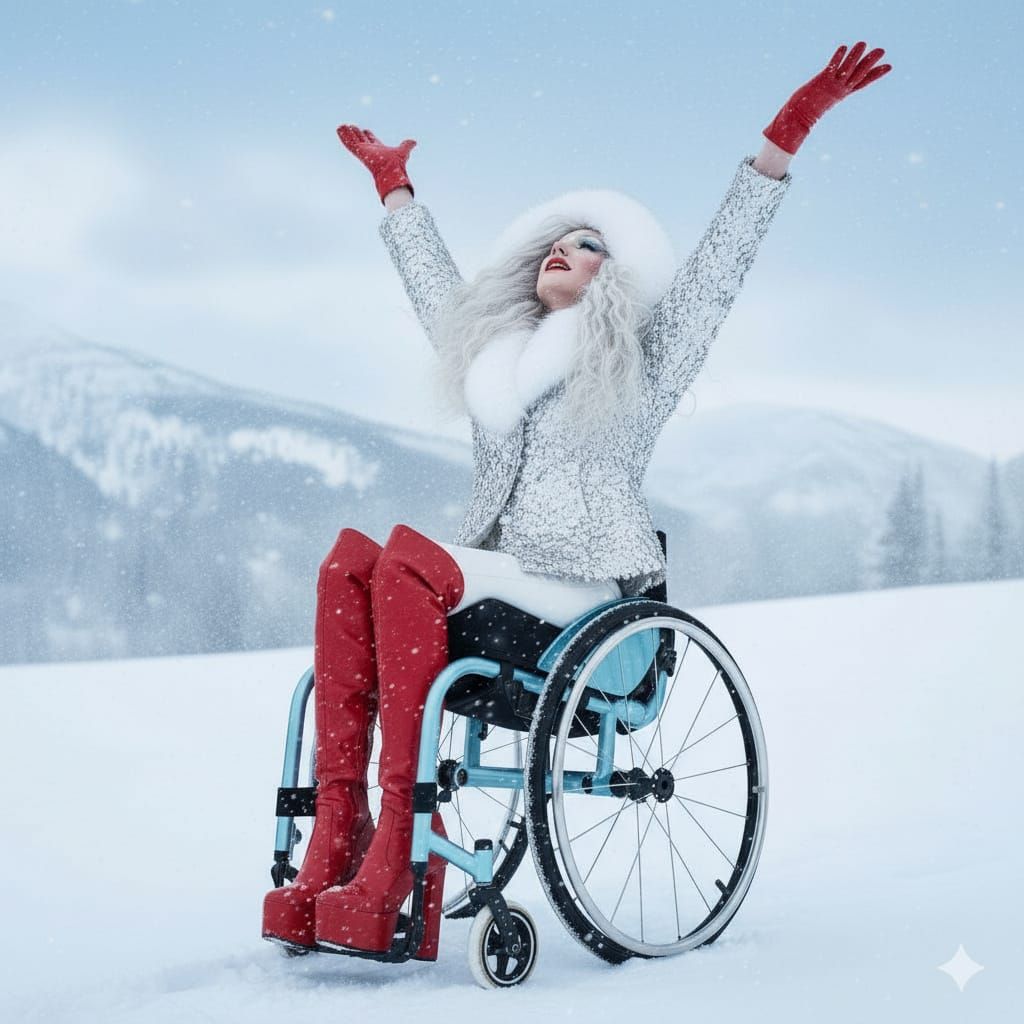 Woman Lifts Arms Upward, Gazing Skyward