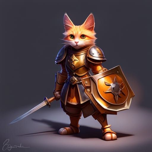 Orange Warrior Cat in Dark Fantasy Style