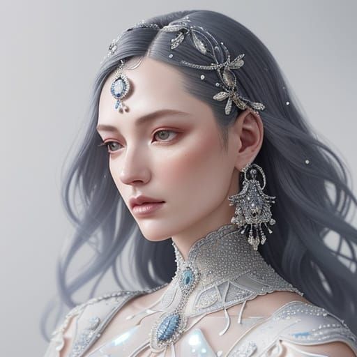 Faceless Woman Portrait in Mixed Media Style