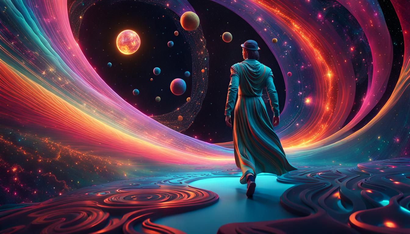 Figure Walking in Space: A Surreal 8k Render