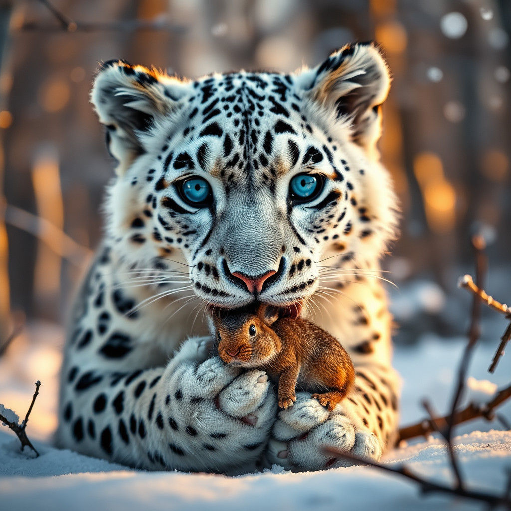 Snow Leopard Portrait in Hyperrealism