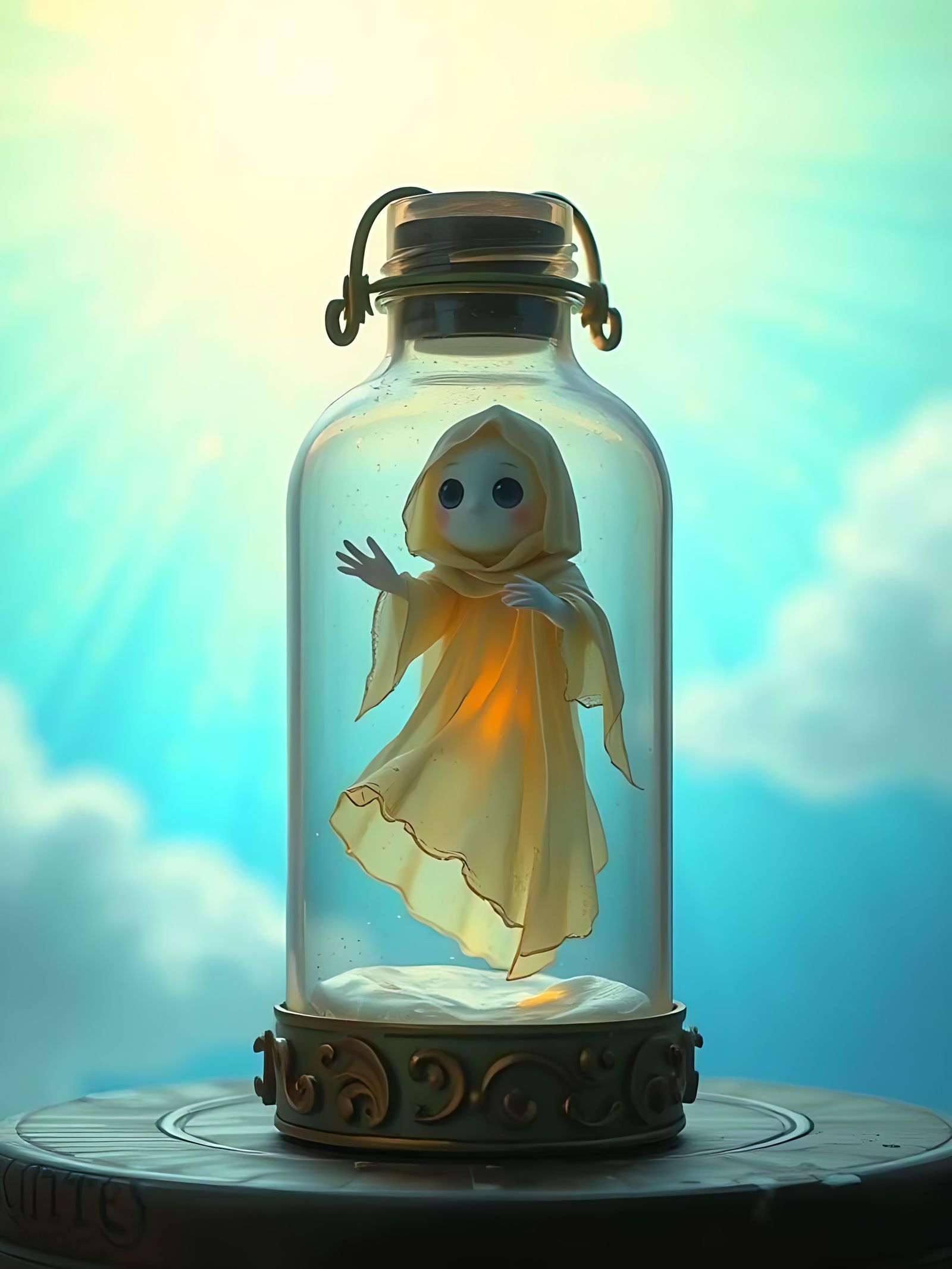 Ghost in a Bottle: Dreamlike 3D Digital Art