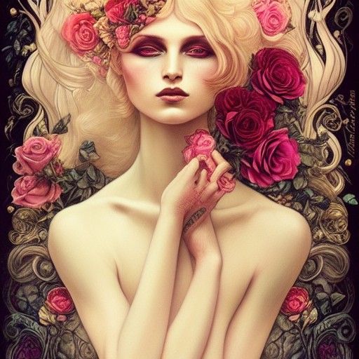 Androgynous God Portrait in Pre-Raphaelite Style